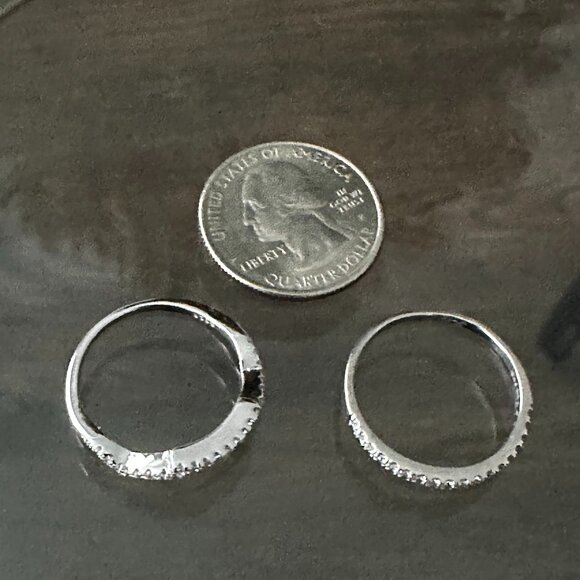 Sterling Silver Cubic Zirconia Band Set Size 9 1/2 Preowned - Picture 6 of 8